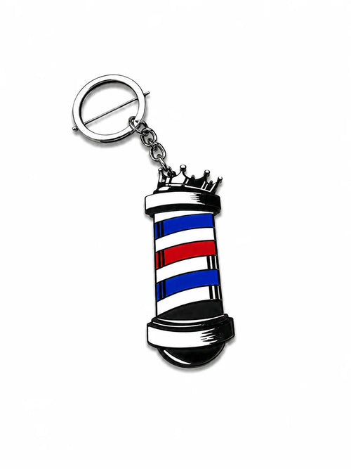 Crowned Barber Pole NFC Keychain | Custom Smart Keychain