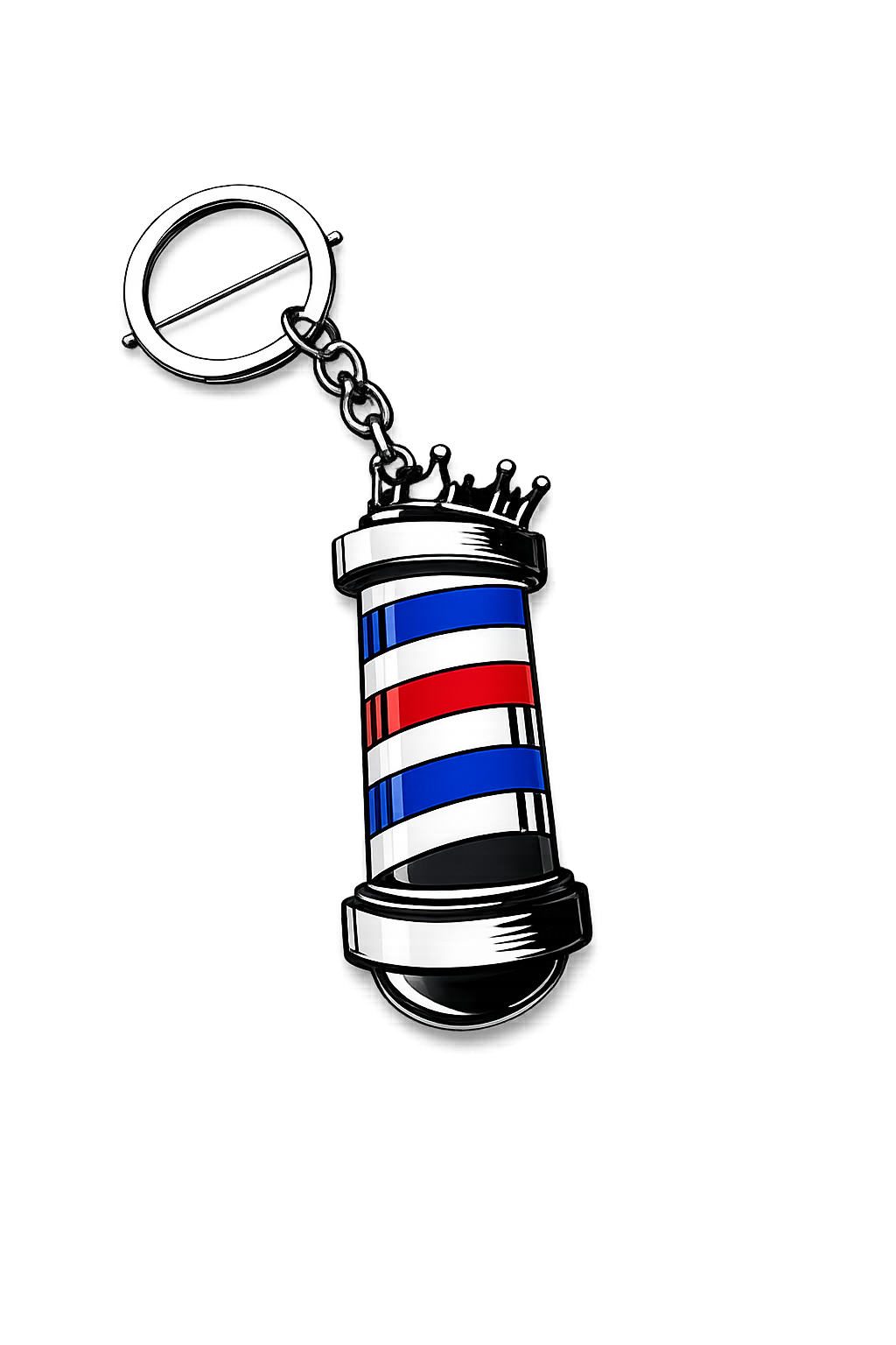 Crowned Barber Pole NFC Keychain | Custom Smart Keychain